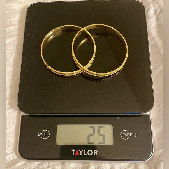Bangles 22K Gold Plated Numerical Design Set of 2 Bangles Brand New - Picture 6 of 12
